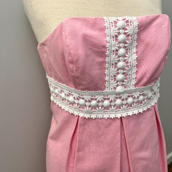 Lilly Pulitzer Betsey Dress Solid Faille in Lillys Pink Strapless Size 2 - Picture 2 of 12
